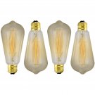 Vintage Incandescent Edison Style ST64 Light Bulbs 4 Pack - 40 Watt Edison Bu...