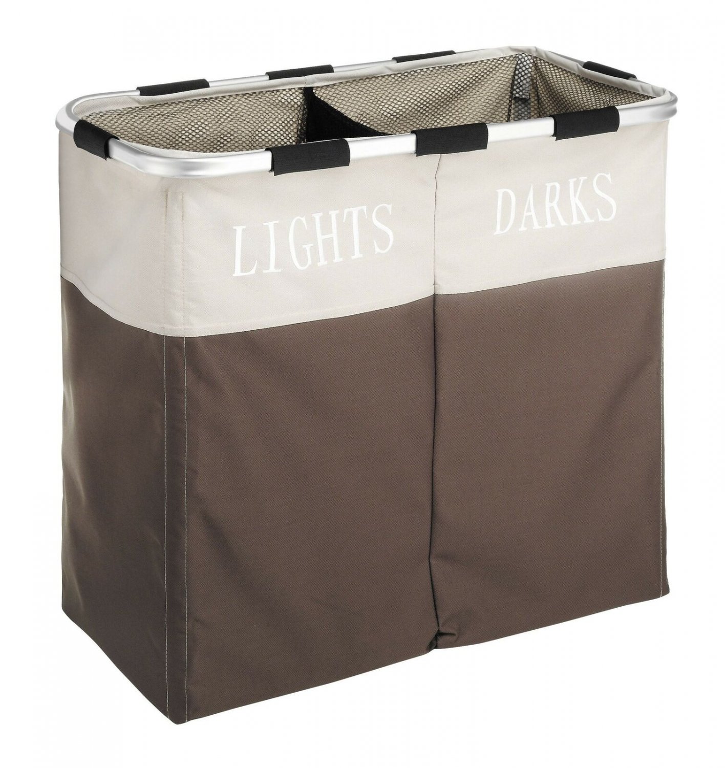 Whitmor Easycare Double Laundry Hamper - Lights and Darks Separator - Java 1