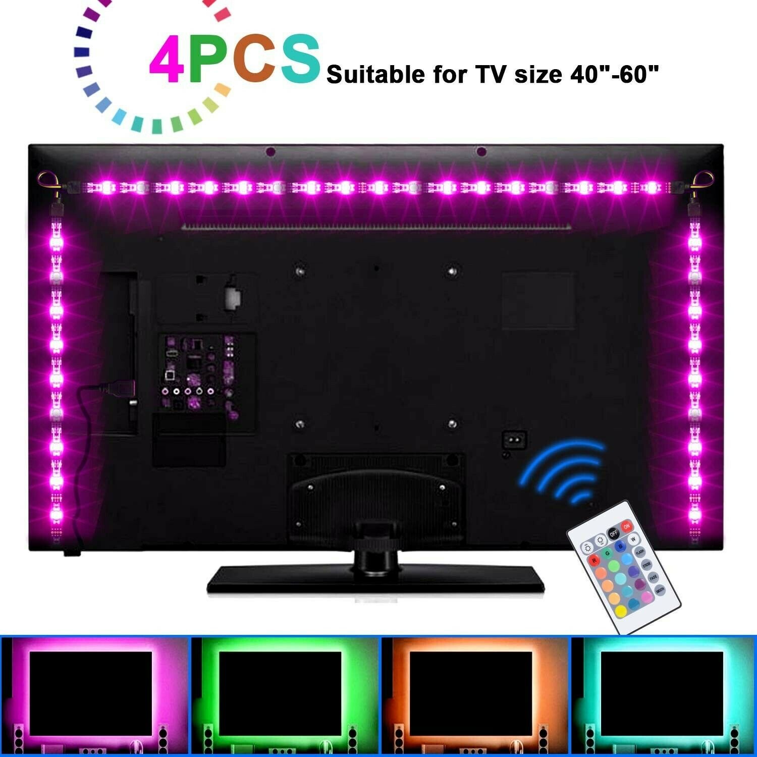 Sunnest TV Backlight Light Kit, 6.56FT/2M 5V USB LED Lights Strips 5050 RGB B...