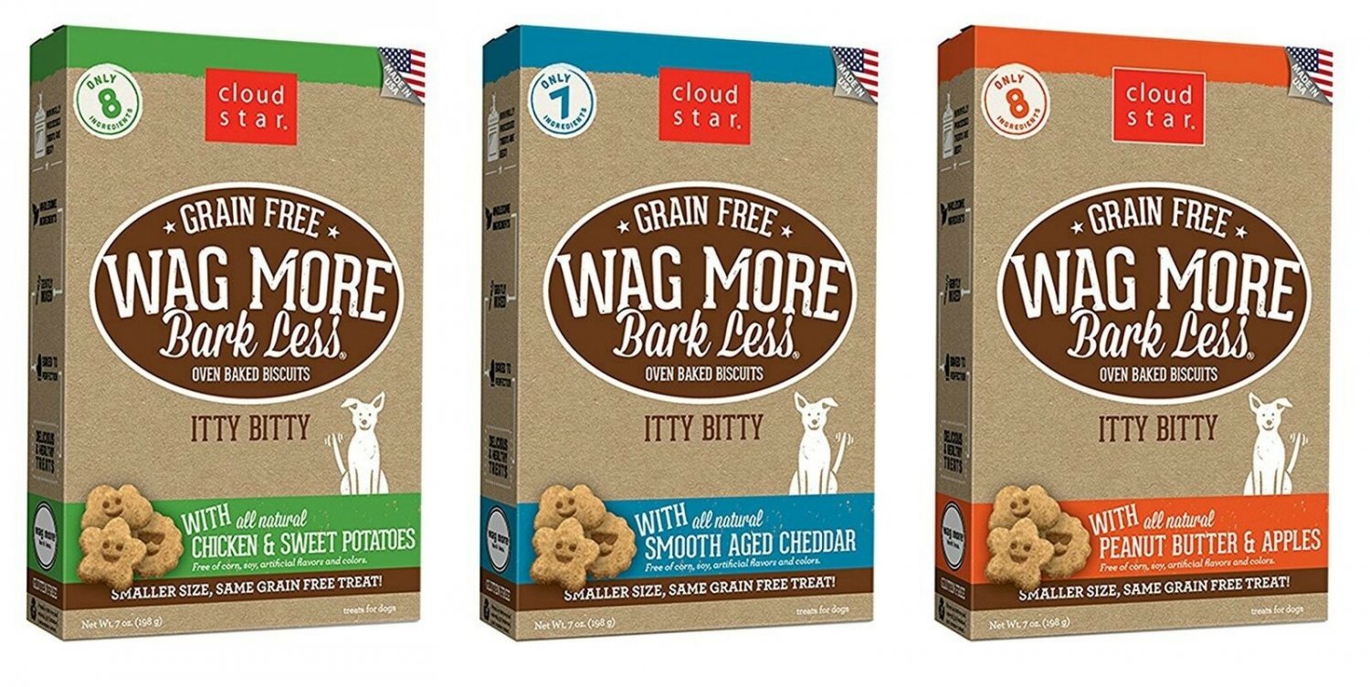 Cloud Star Wag More Bark Less Grain Free Itty Bitty Baked 3 Flavor Variety Do...