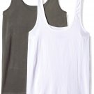 Carole Hochman Ladies’ 2-pack Scoop Neck Tank Small White/Charcoal
