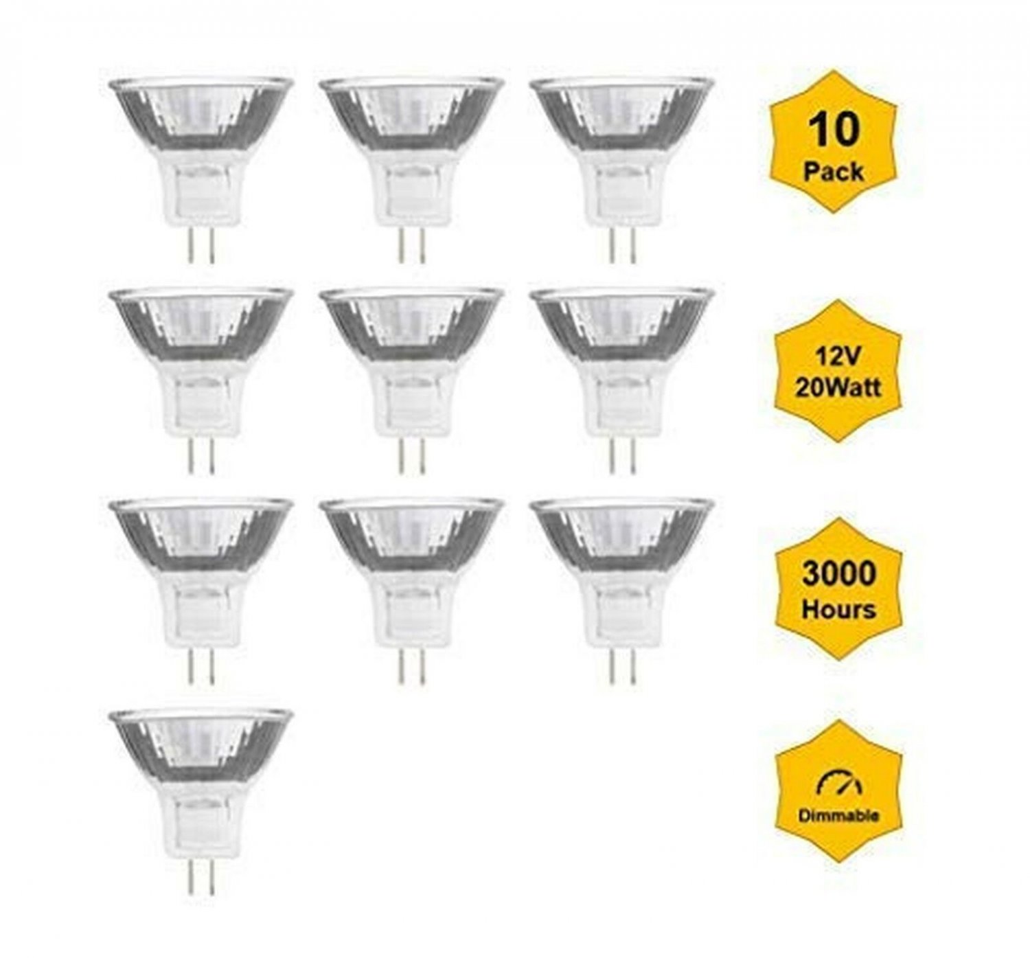 10pack MR11-12V-20W GU4 Professional Halogen Reflector/dichroic Bulbs, for In...