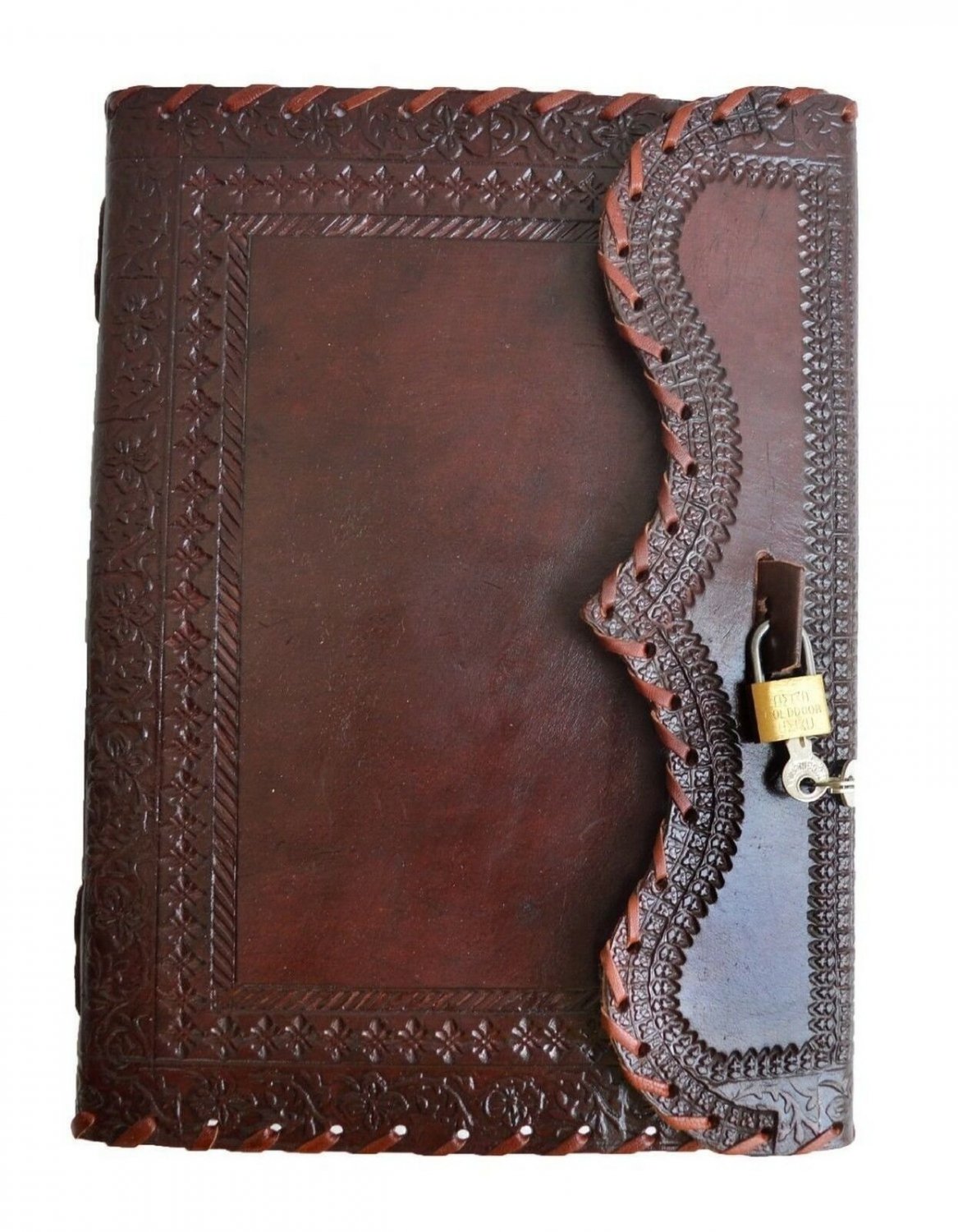 Prastara 10" Large Genuine Leather Journal Vintage Antique Style Organizer Bl...