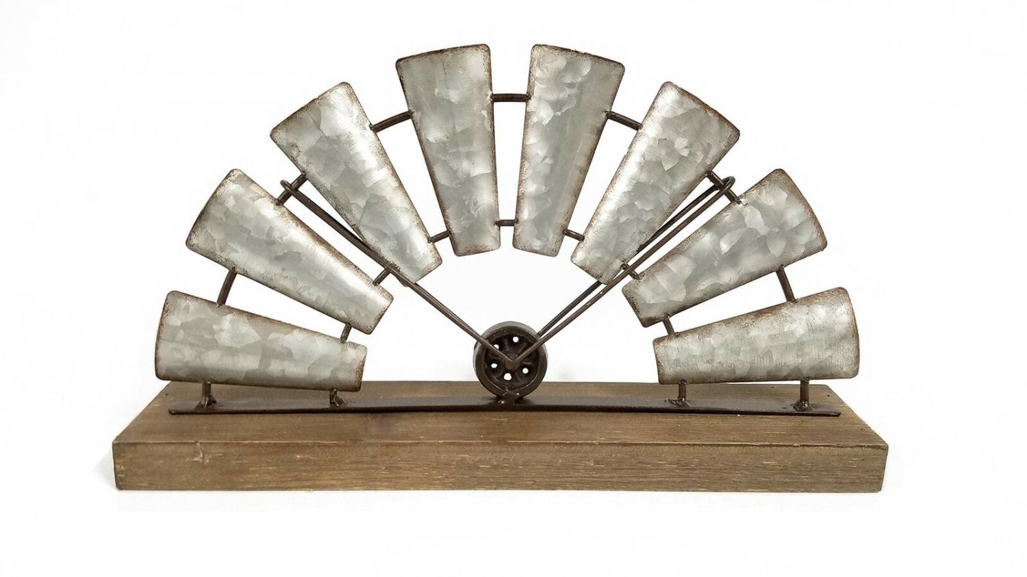 Galvanized Half Windmill Decor