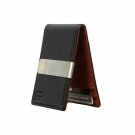 F&H Minimalist Slim Leather Wallet Money Clip Holds 8 Cards