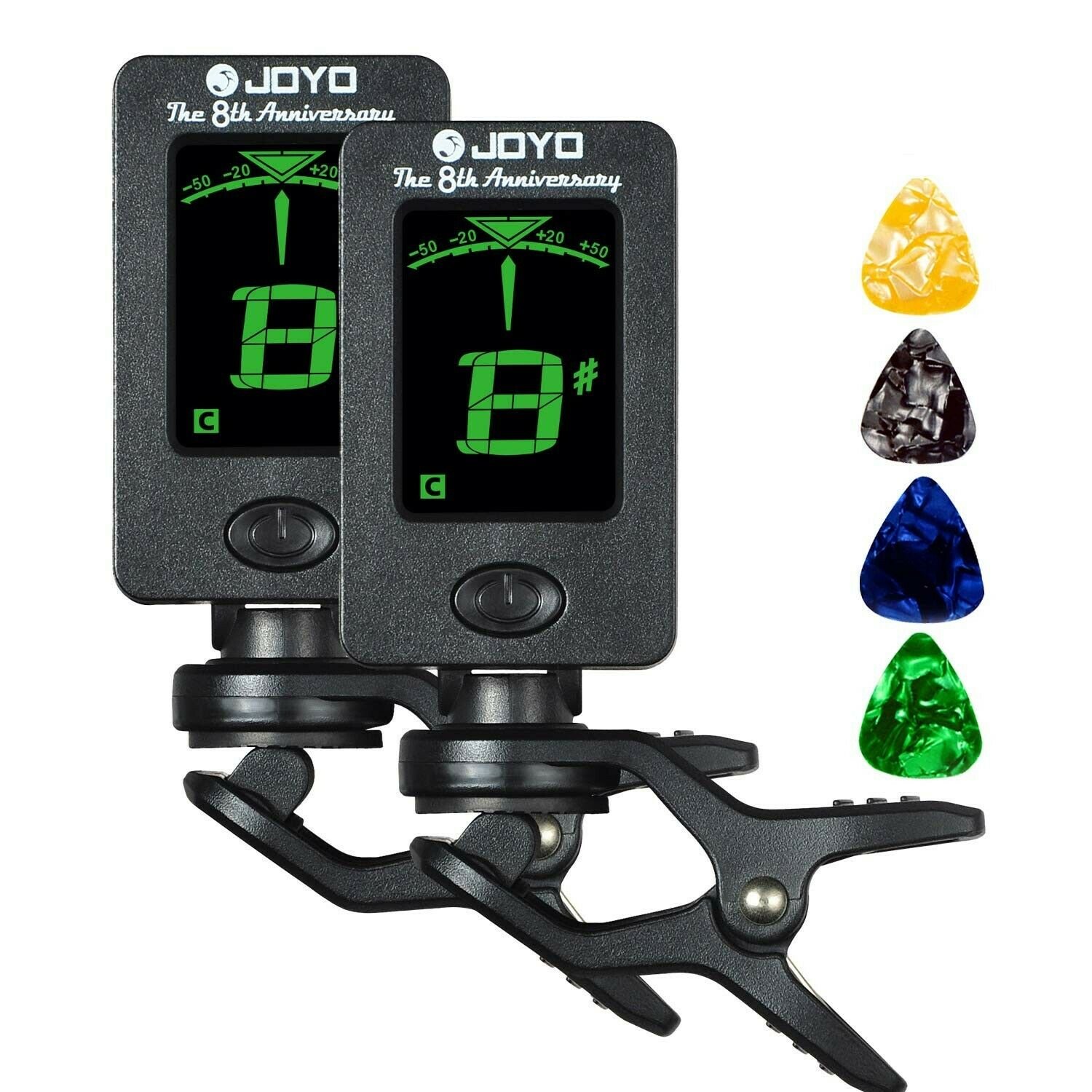 (2Pack) Hantwin Guitar Tuner 360 degree Rotational Electronic Digital Tuner E...