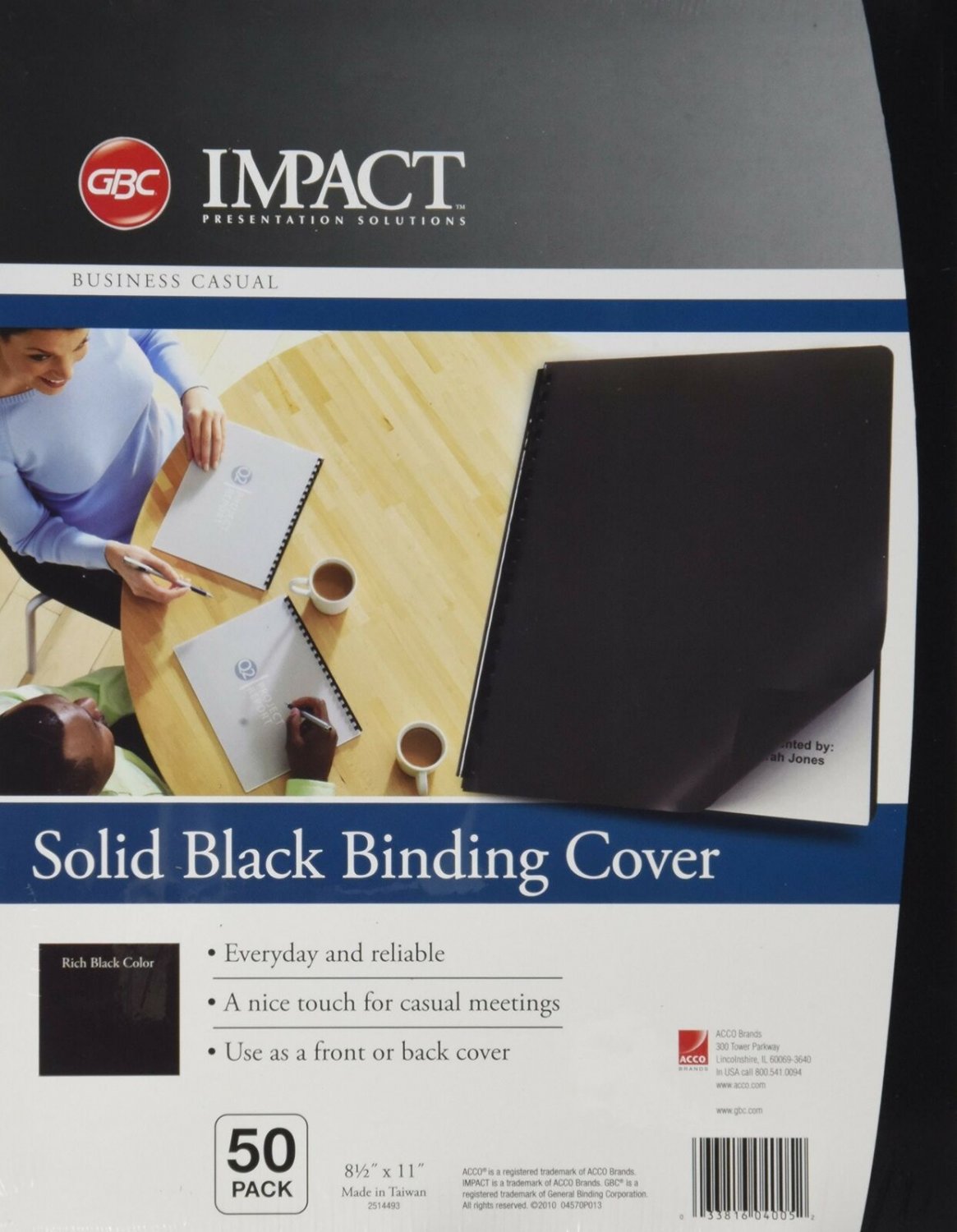 GBC Solids Standard Presentation Covers, Non-Window, Square Corners, Black, 5...