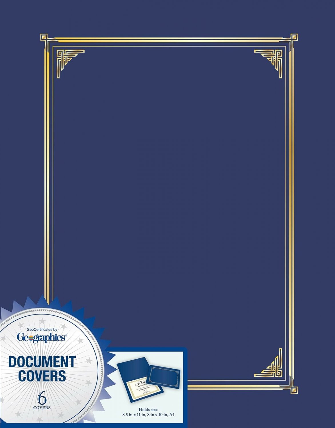 Geographics Navy Blue Document Covers, Foil, 6 Pack 8.5 in x 11 in , 8 in x 1...
