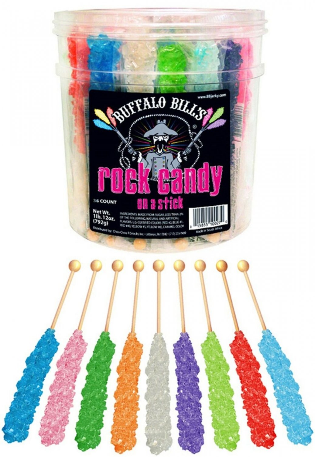 Buffalo Bills Mixed Rock Candy On A Stick (36-ct tub mixed rock candy crystal...