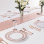 WDF 150PCS Rose Gold Plastic Plates with Disposable Plastic Silverware,Lace D...
