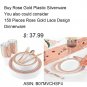 WDF 150PCS Rose Gold Plastic Plates with Disposable Plastic Silverware,Lace D...
