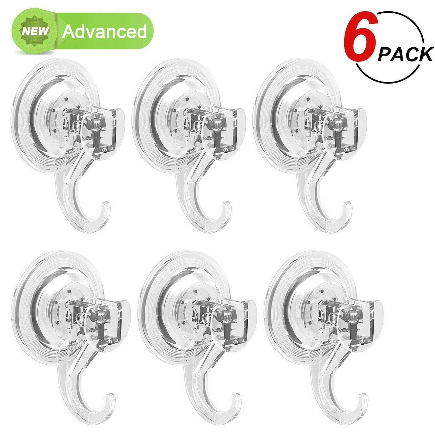 LUXEAR Suction Cup Hooks, Powerful Suction Hooks (6 Pack), Shower Suction Cup...