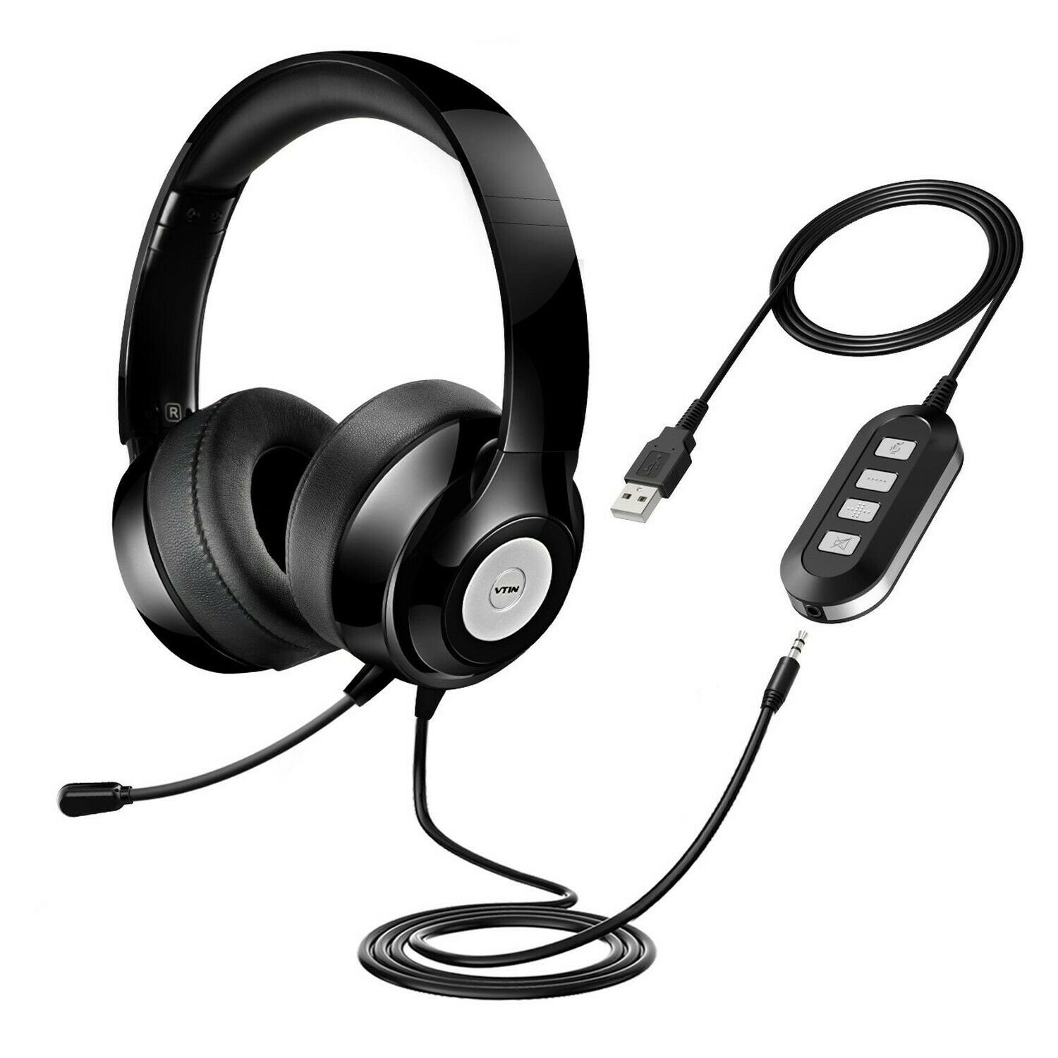 Vtin Headset with Microphone, USB Headset/ 3.5mm Computer Headphone Headset N...