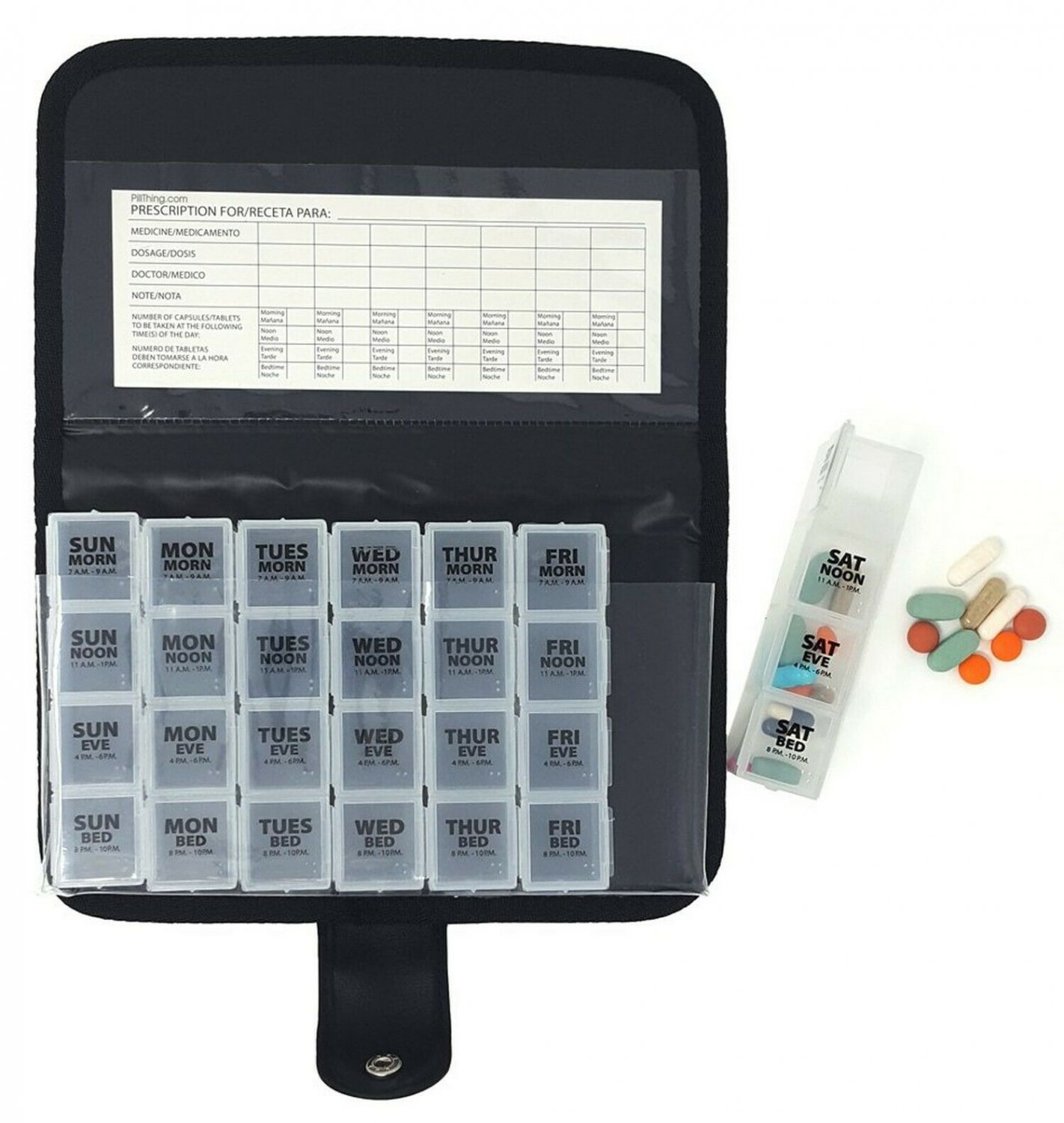 Deluxe Large Weekly 4X a Day Medication Pill Planner Organizer with Case - Ea...