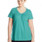 Just My Size Women's Short Sleeve Shirred V-Neck Tee 3X Eco Teal