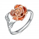 ALPHM Rose Flower Ring for Women S925 Sterling Silver Adjustable Wrap Open Ring