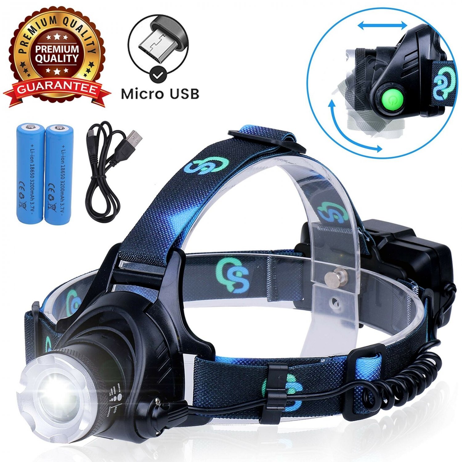 Rechargeable Headlamp, Hard Hat Light &acirc;�� Adults LED Headlamp Flashlight, Perfe...