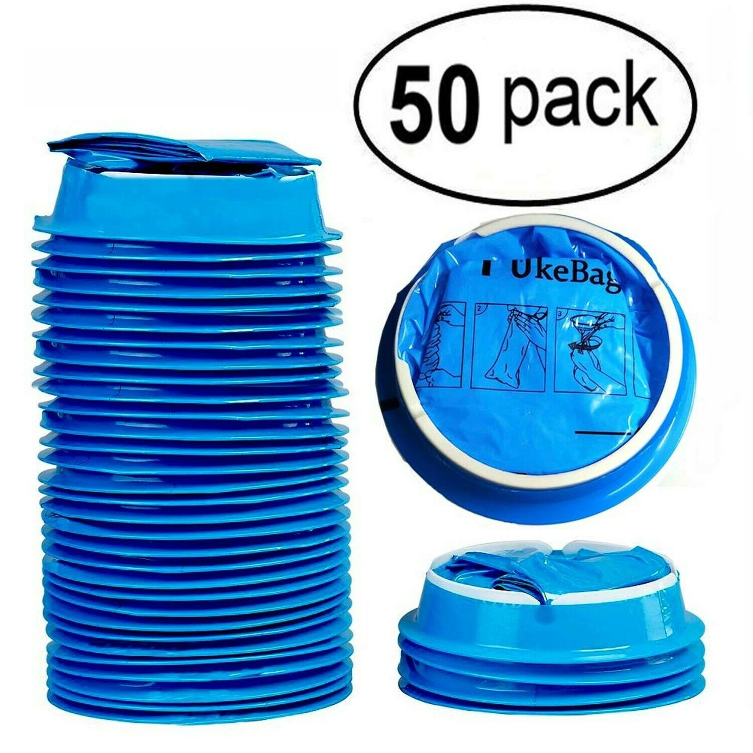 50 Pack Emesis Bag, Disposable Vomit Bags, Aircraft & Car Sickness Bag, Nause...