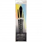 Silver Brush WC-3000S Black Velvet Watercolor Short Handle Brush Set, 3 Per P...