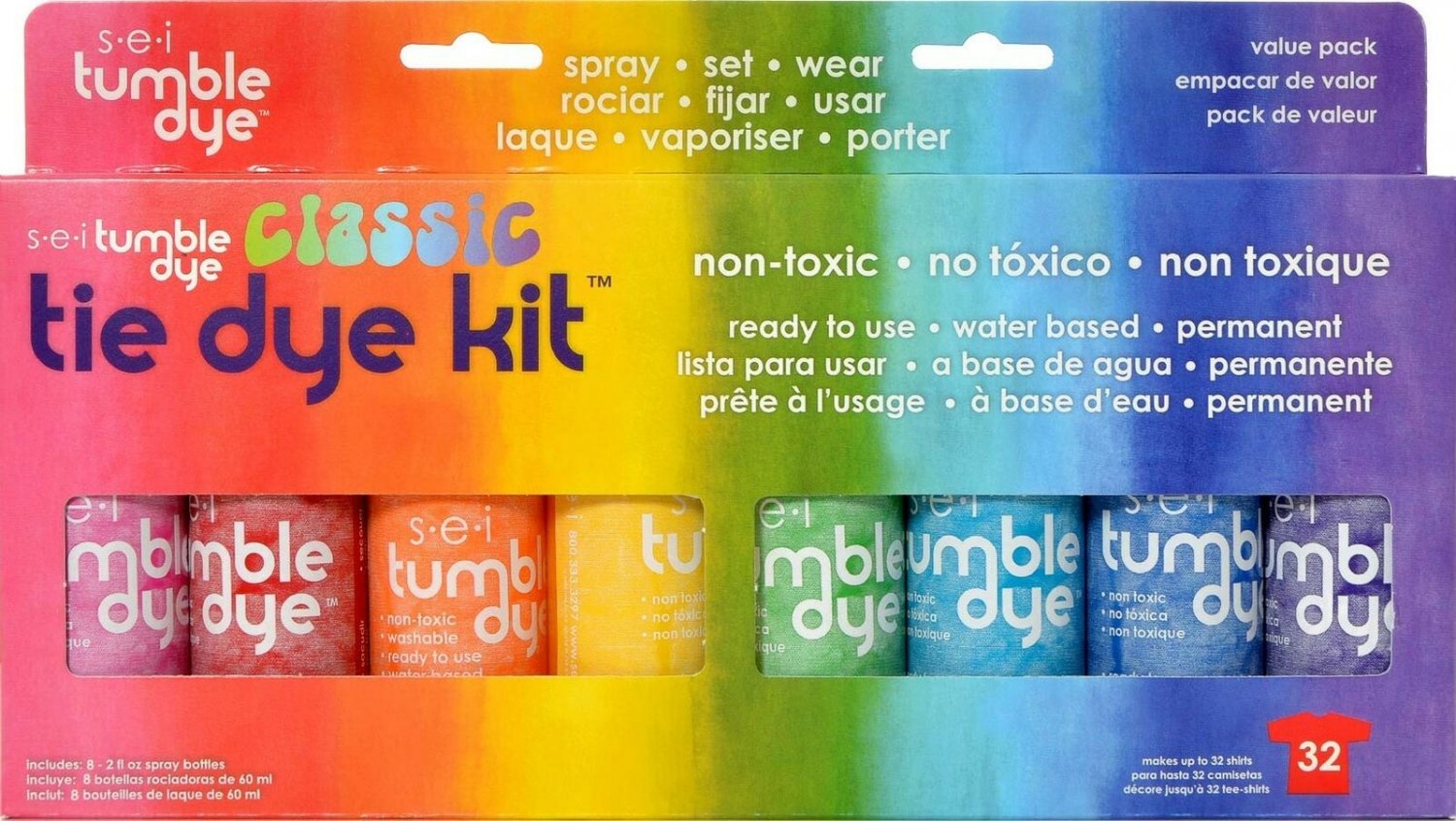 SEI Tumble Dye Craft and Fabric Spray, 2-Ounce, Mixed Colors, 8 Per Package