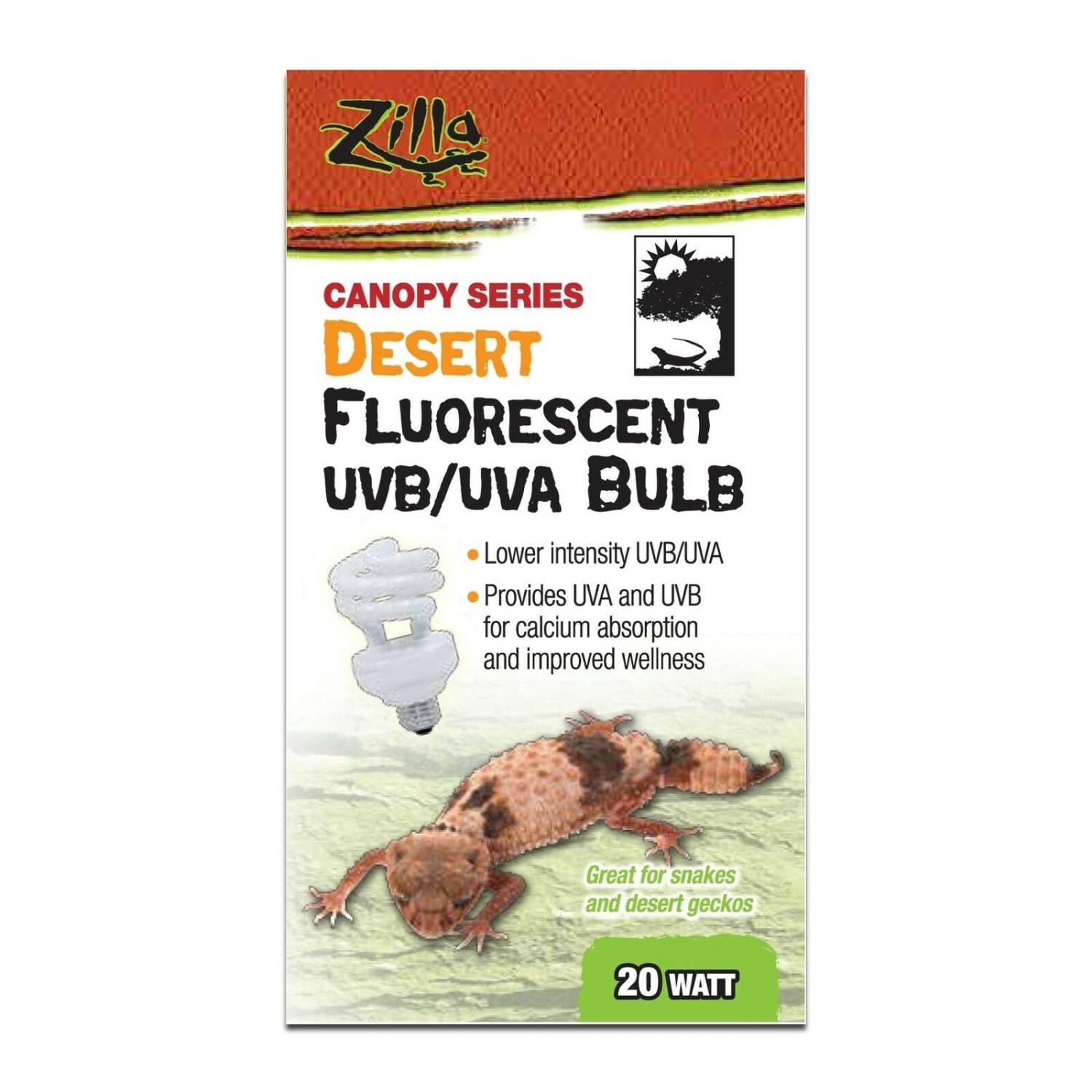 Zilla Desert Fluorescent UVB/UVA Bulb, 20 Watts 3.875 IN