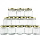 4-Ounce Hexagon Glass Jars (12-Pack), One Dozen 4 Oz Hex Jar Bulk for Party F...