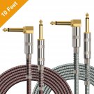 OTraki L Shaped Electric Guitar Cable 10FT 2 Pack Instrument Cables 1/4 Inch ...