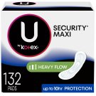 U by Kotex Security Maxi Pads, Heavy Flow, Long, Unscented, 132 Count (3 Pack...