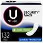U by Kotex Security Maxi Pads, Heavy Flow, Long, Unscented, 132 Count (3 Pack...