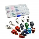 ULTNICE 15pcs Finger Pick Thumb Pick Set Guitar Picks with 15 Grid Case Stora...