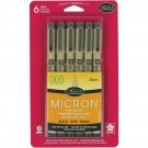 Sakura Pigma 50034 Micron Blister Card Ink Pen Set, Black, 005 6CT Pigma Micron