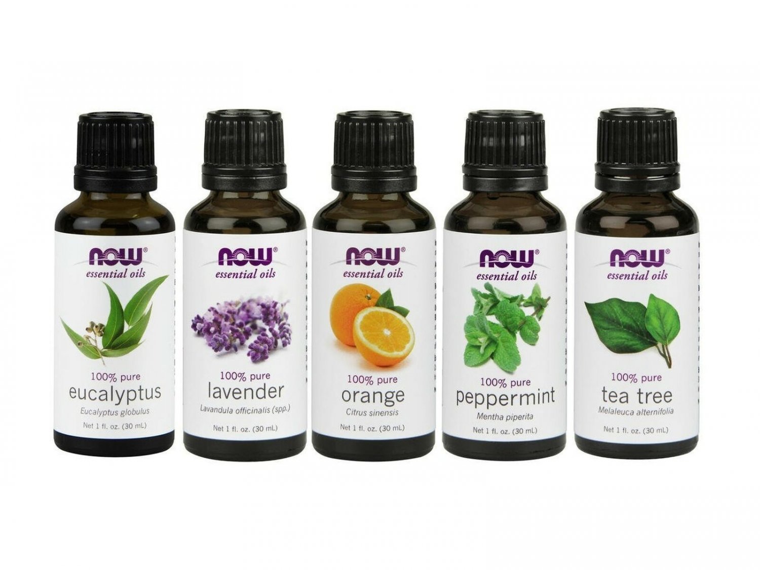 Now Foods Essential Oils 5-Pack Variety Sampler - 1oz each Top 5 Oils