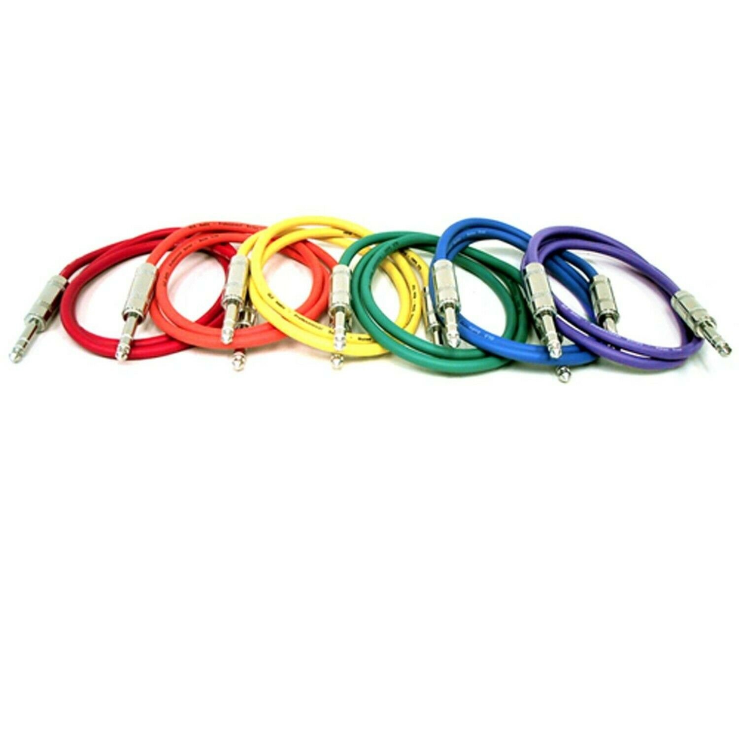 GLS Audio 6ft Patch Cable Cords - 1/4" TRS to 1/4" TRS Color Cables - 6' Bala...