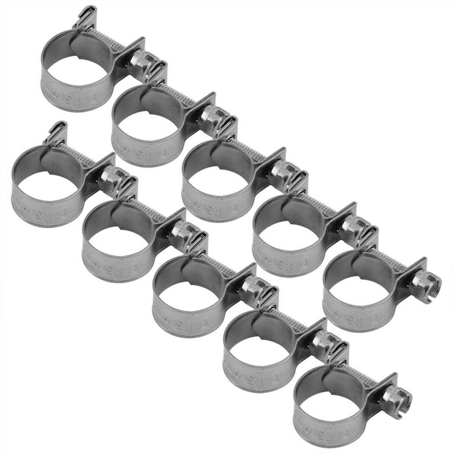 10pcs Hose Clamp,13-20mm Diameter Stainless Steel Mini Fuel Line Pipe Hose Cl...