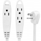 BindMaster 10-12 Feet Extension Cord/Wire, 3 Prong Grounded, 3 outlets, Flat ...