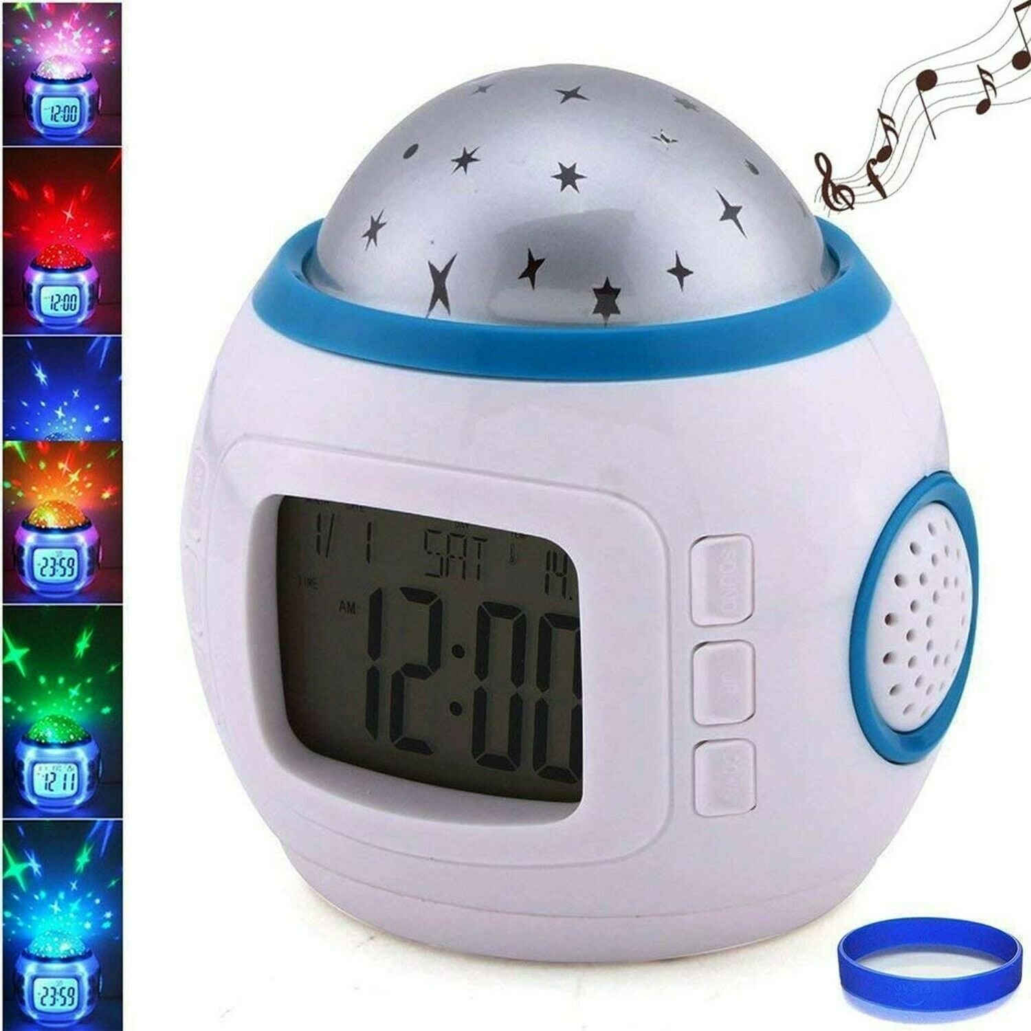 Kids Alarm Clock Sky Star Night Light Projector Lamp Bedroom Unique Clocks Wi...