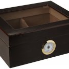 Desktop Humidor, Capri, with Tempered Glasstop, Cedar Divider, and Brass Ring...