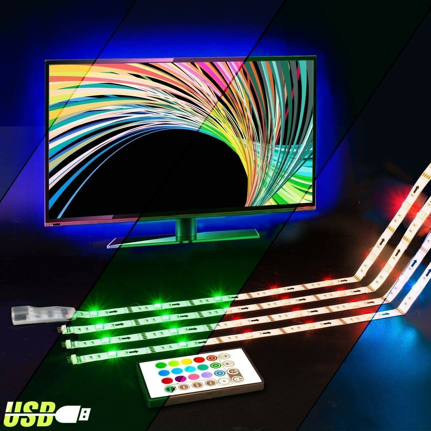 LED TV Backlight,ViLSOM Powered USB LED Strip Lights 6.56Ft for 40 to 60 Inch...