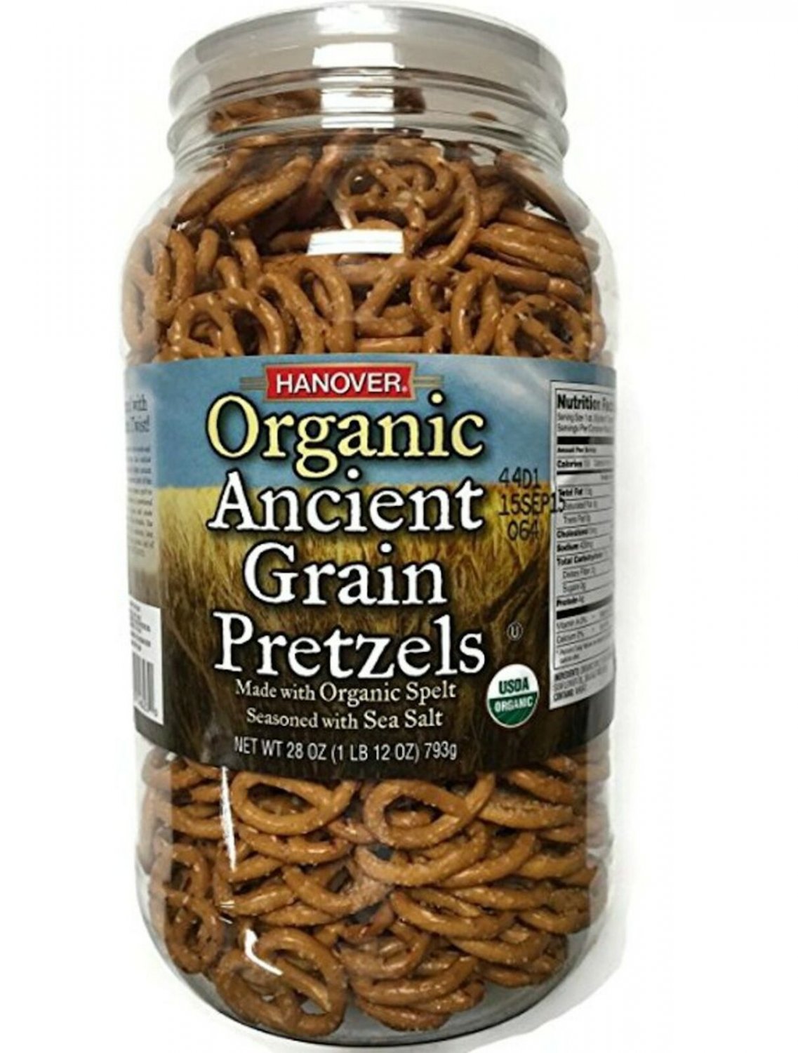 Hanover Organic Ancient Grains Spelt Pretzels, 28 Oz. Barrel by Hanover
