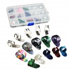 15pcs Stainless Steel Celluloid Thumb Finger Guitar Picks Plectrum + 15 Grid ...