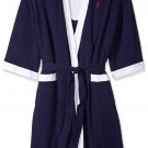 Jockey Men's Waffle-Weave Kimono Robe One Size Navy/White
