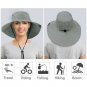 Wide Brim Sun Hat Outdoor UV Protection Safari Cap for Women Grey