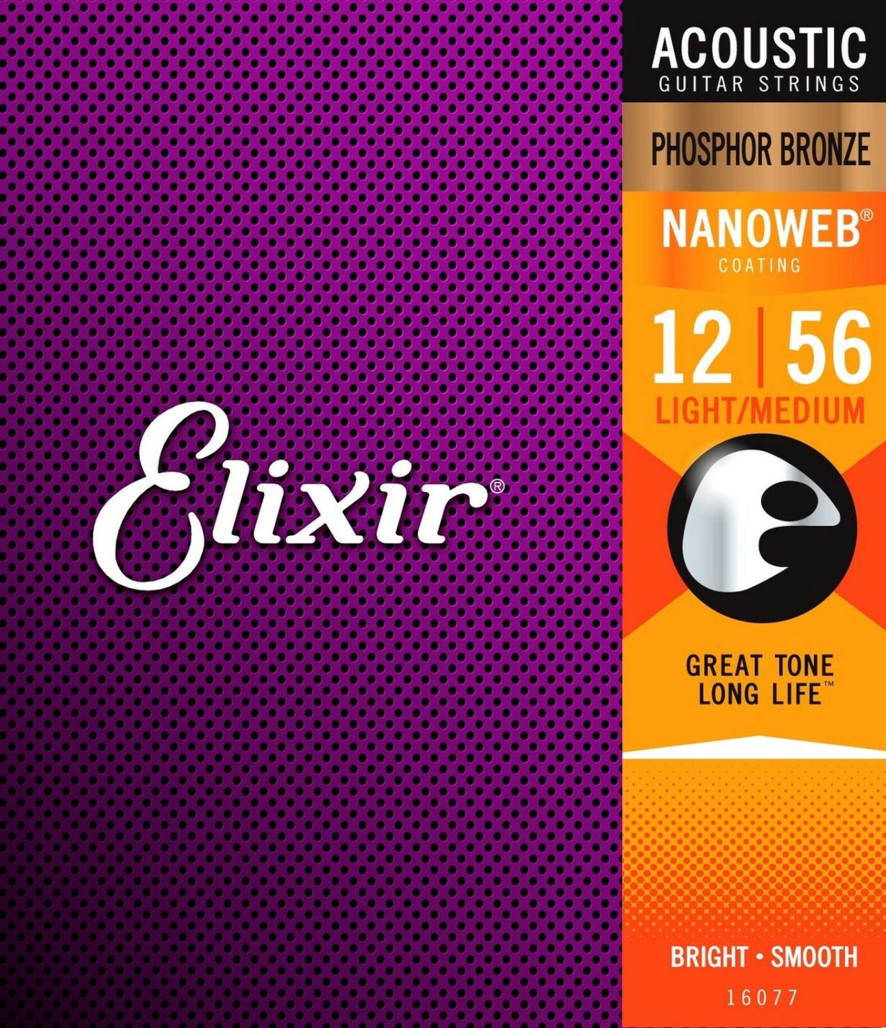 Elixir Strings Phosphor Bronze Acoustic Guitar Strings w NANOWEB Coating, Lig...