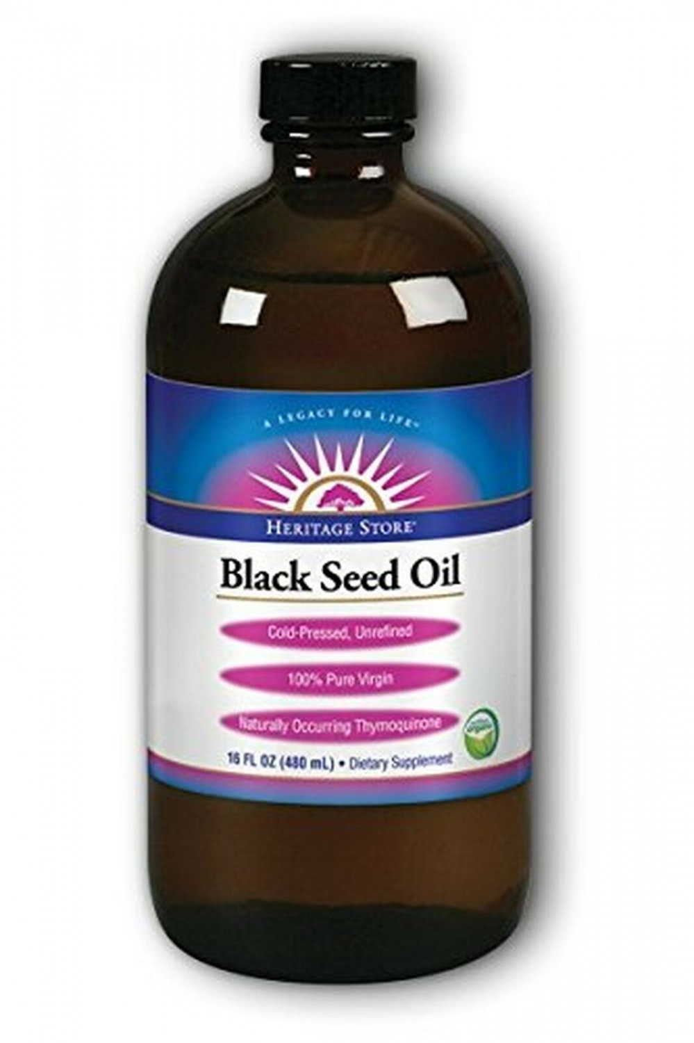 Heritage Store Black Seed Oil, Organic Natural, 16 oz 16 Fl Oz