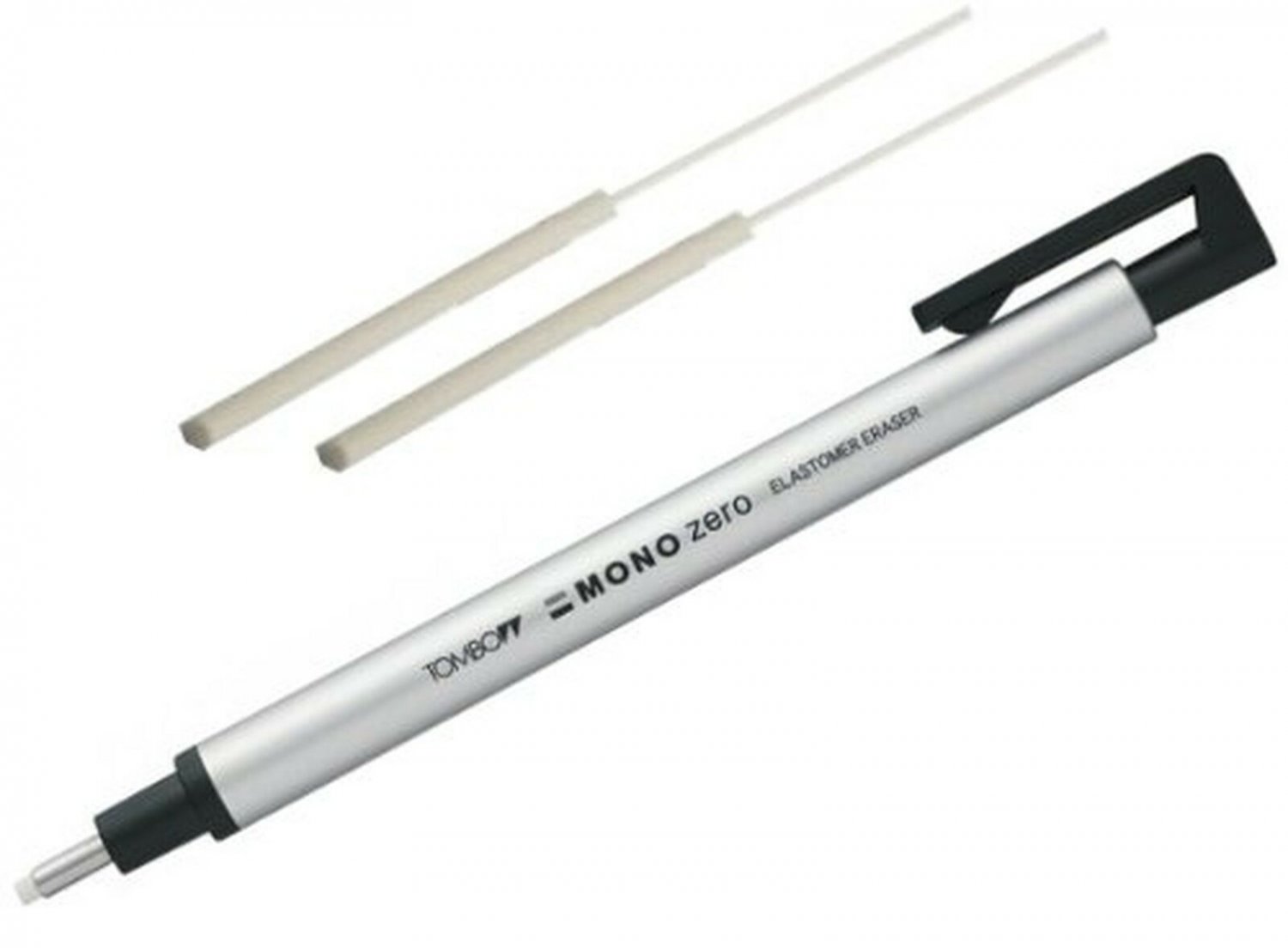 Tombow MONO Zero Eraser, Round Tip, Retractable, Silver Barrel (Eraser with a...