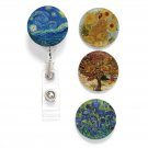 Buttonsmith Van Gogh Starry Night Tinker Reel Retractable Badge Reel - with A...