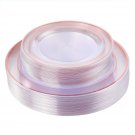 Rose Gold Plates 60 Pieces, Clear Plastic Party Plates, Premium Heavyweight D...