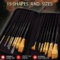 Mont Marte Art Paint Brushes Set for for Watercolor, Acrylic, Oil 15 Differe...