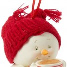 Department 56 Snowpinions “But First, Coffee!” Porcelain Snowman Hanging Chri...