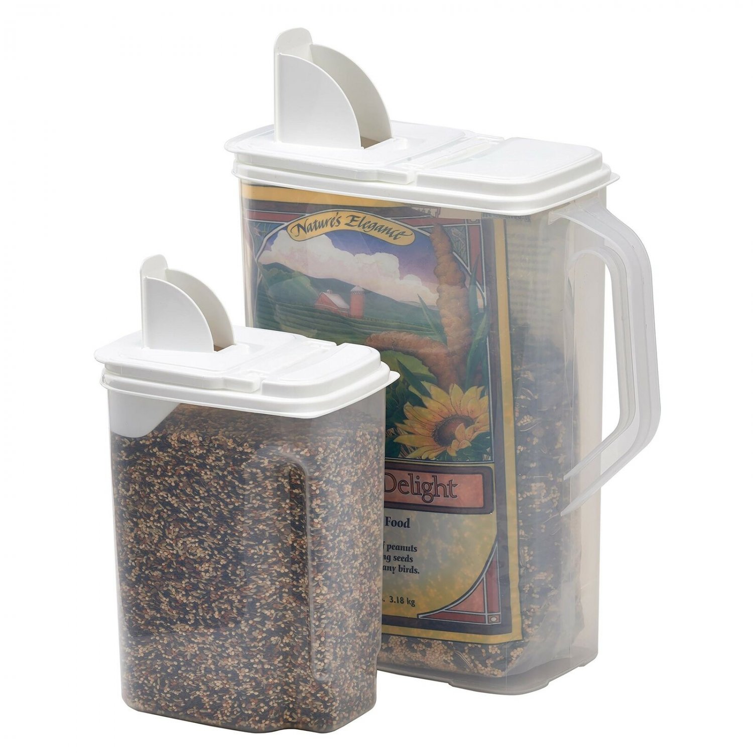 Buddeez 8 And 3.5-Quart Double-Pack Bird Seed Dispensing Set 8 and 3.5 Quart